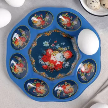 Подставка для яиц 8 ячеек Доляна «Русские мотивы», d=21 см, стекло