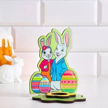 Подставка для яйца пасхальная «Кролики», фанера, разноцветная