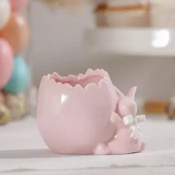 Подставка для яйца «Зайка», 9×6,5×7 см, цвет розовый