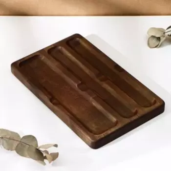 Подставка для столовых приборов Adelica, 3 секции, 24151,8 см, окрашен в тёмный цвет, берёза