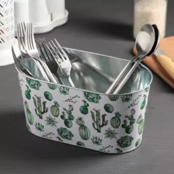 Подставка для столовых приборов металлическая «Кактусомания»