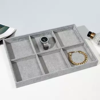 Подставка для украшений QF 6 ячеек, флок, 35243, серая