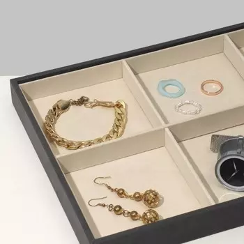 Подставка для украшений 6 ячеек, флок, 35243, цвет серо-бежевый