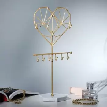 Подставка для украшений "Сердце" h=33, основа 10см, цвет золото