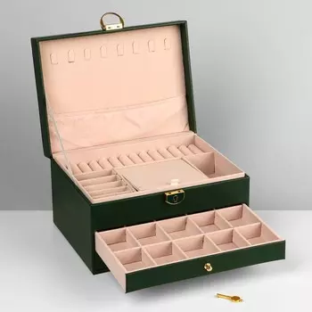 Подставка для украшений «Шкатулка» 3 яруса, 231713 см, цвет зелёный