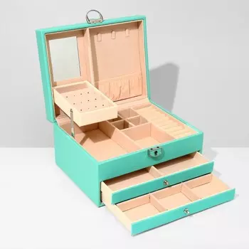 Подставка для украшений «Шкатулка» раздвижная с зеркалом, 221711,5, цвет голубой