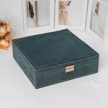 Подставка для украшений "Шкатулка" универсальная, 16,5x16,5x8,5, цвет морской