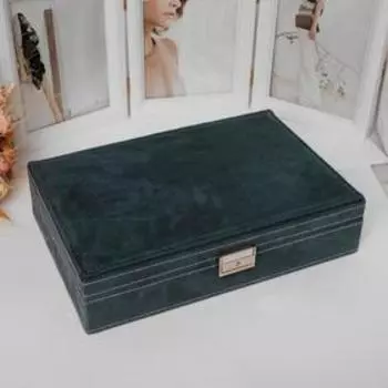 Шкатулка для украшений , универсальная, флок, 28196.5 см, цвет морской