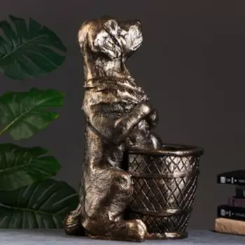 Подставка для зонтов "Ротвеллер с корзиной" 67х41см бронза