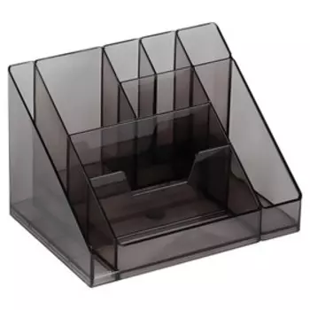 Подставка-органайзер для канцелярии Стамм "Каскад", тонированная серая