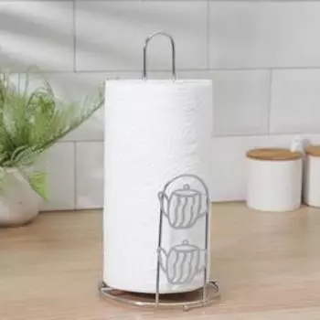 Держатель для бумажных полотенец настольный Доляна «Чайнички», 13,713,726, 3 см, хромированный