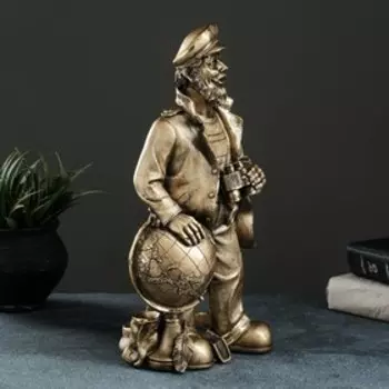 Подставка под бутылку "Капитан с глобусом" 35х22х18 см, бронза с позолотой