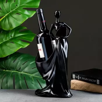 Подставка под бутылку "Леди" черная, 16х14х35см