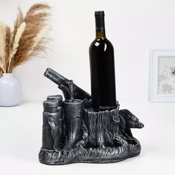 Подставка под бутылку "Охота" 33х23х26см, серебро