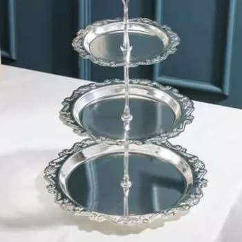 Подставка под фрукты «Изида», 3 яруса, 25×25×35 см, цвет серебряный