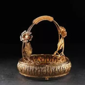 Подставка под фрукты «Элегия», 25×20,5 см, круглая, цвет металла золотой