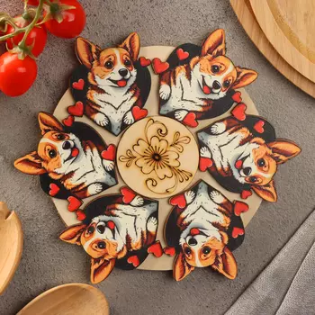Подставка под горячее "Корги", D=20, можжевельник