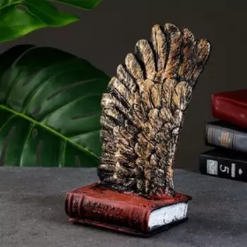 Подставка под книги "Крыло с книгой" бронза