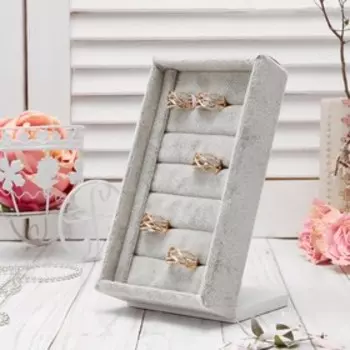 Подставка под кольца QF6 полос, флок, 1010.518 см, серая