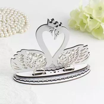 Подставка под кольца "Лебеди", 17х7х13,5, белый-серебро