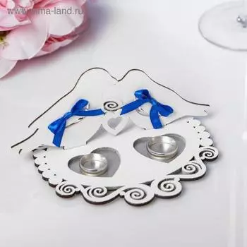 Подставка под кольца "Ренессанс", 15х12,5х6,2 см, синий-серебро