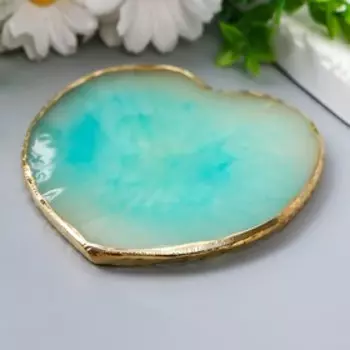 Подставка под кольца смола "Голубой камень" сердце 0,8х9,6х9,1 см