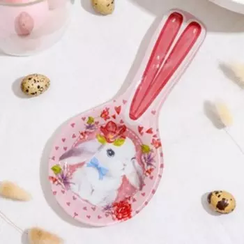 Подставка под ложку Доляна «Цветочный зайка», 2712.52 см, стекло