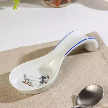 Подставка под ложку фарфоровая «Гуси», 19,5 см, рисунок микс