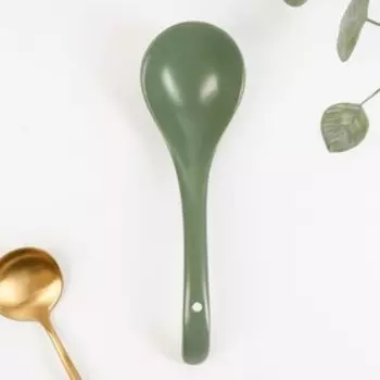 Ложка керамическая для салата «Крем», 22,26,84,5 см, цвет зелёный