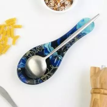 Подставка под ложку стеклянная «Мрамор», 21.47.5 см