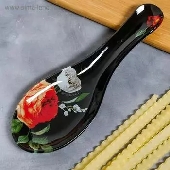 Подставка под ложку стеклянная «Пионы», 21.47.5 см