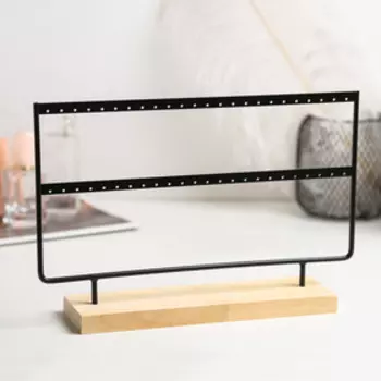 Подставка под серьги QF, 2 яруса, на 24 пары серёг, 27720, чёрная