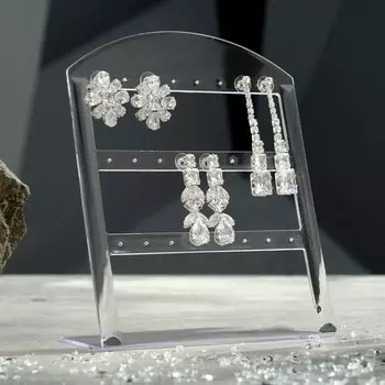 Подставка под серьги на 12 пар QF, 14618 см, оргстекло 3 мм, прозрачная