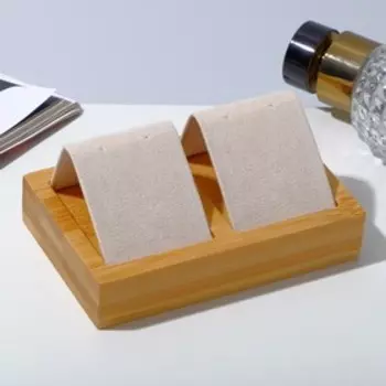 Подставка под серьги QF, дерево, 2 пары, 10,56,84,5 см, цвет бежевый