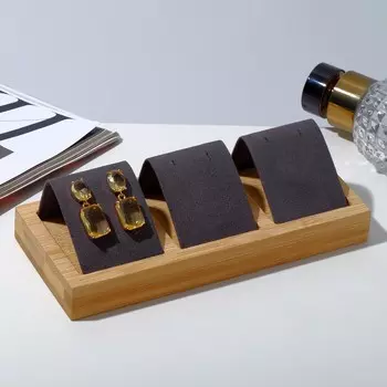 Подставка под серьги QF, дерево, 3 пары, 15.56.84.5 см, чёрная