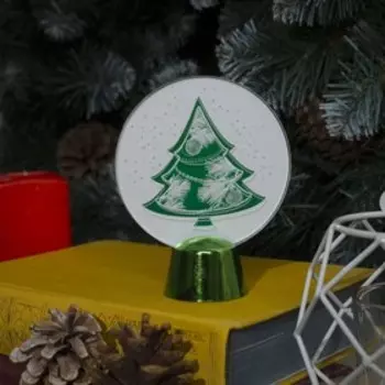 Подставка с динамикой "Елка", 11.5 см, (батарейки в компл.), 2 LED, БЕЛЫЙ