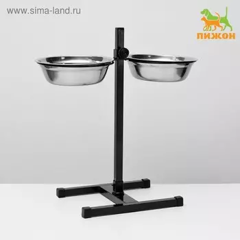 Подставка с мисками, 21.5 л, высота 50 см, разборная, чёрная