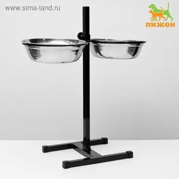 Подставка с мисками, 22.5 л, высота 60 см, разборная, чёрная