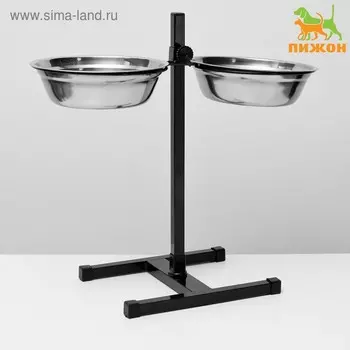 Подставка с мисками, 22 л, высота 50 см, разборная, чёрная