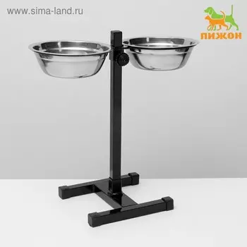 Подставка с мисками, 2700 мл, высота 40 см, разборная, чёрная