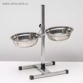 Подставка с мисками, 2 х 2 л, высота 50 см, разборная с верхним фиксатором, хром