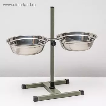 Подставка с мисками, 22.5 л, высота 60 см, разборная, зелёная