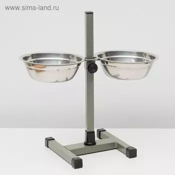 Подставка с мисками, 2700 мл, высота 40 см, разборная, зелёная
