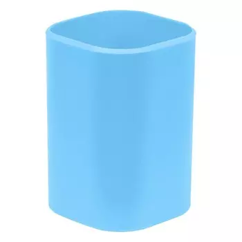 Подставка-стакан для канцелярии СТАММ "Фаворит", пластик, квадратная, голубая