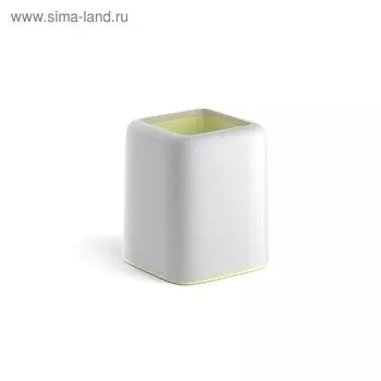 Подставка-стакан для пишущих принадлежностей ErichKrause Forte, 10,5 х 8 х 8 см, пастельный белый с желтой вставкой