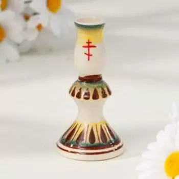 Подсвечник №4, гжель цветная, 7,5х4 см, микс