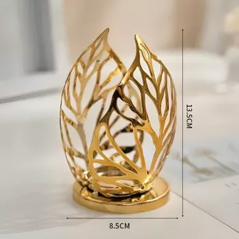 Металлический подсвечник на 1 свечу «Листопад», 8.513.5 см, золото