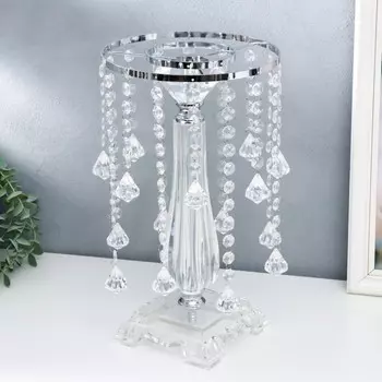 Подсвечник акрил на 1 свечу "Хрустальные капли" серебро 34х20х20 см