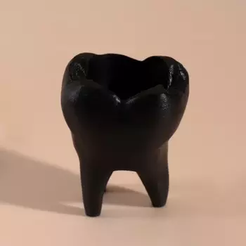 Подсвечник бетонный "Зуб" высота 9,5, 7,5*6,5 см черный