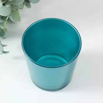 Подсвечник "БИРЮЗОВЫЙ ЗЕРКАЛЬНЫЙ ОДА " 8,5х7,5 см, 250 мл